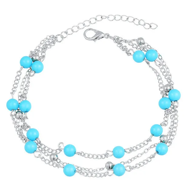1 PCS Summer Beads Pendant Anklet Foot Chain Ankle Snow Bracelet Charm Leaf Anklet Tassel Beach Vintage Foot Jewelry Gift 2019