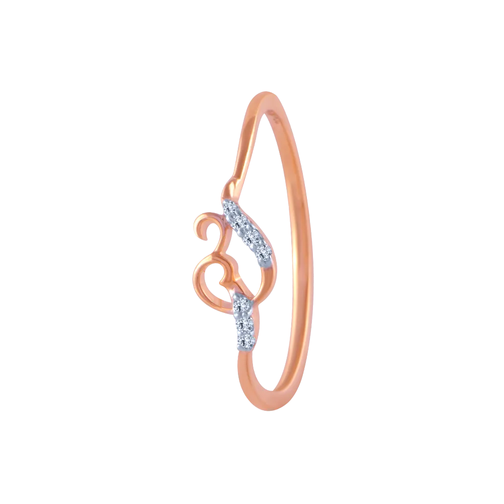14k (585) Rose Gold And Diamond Ring For Women