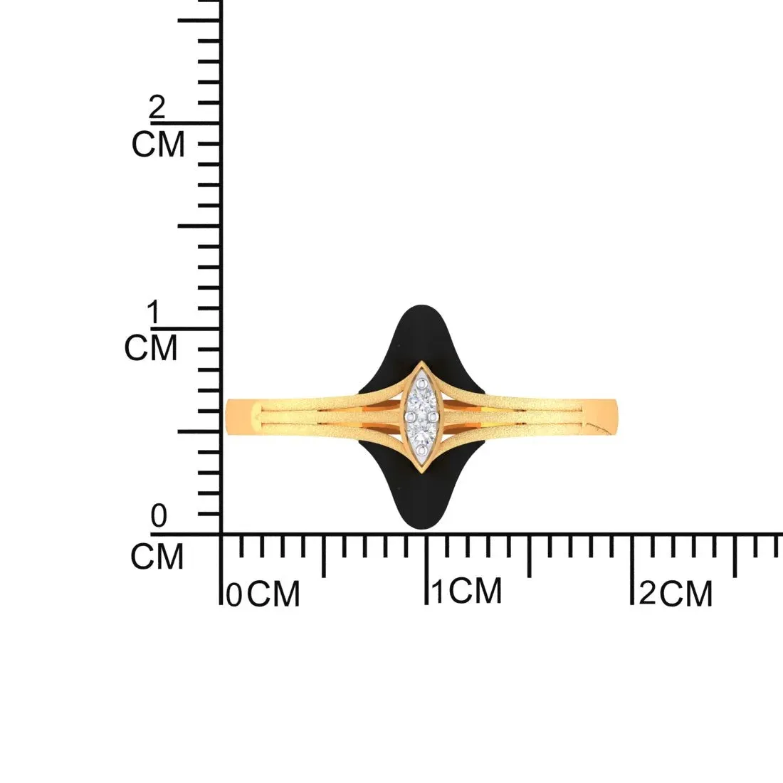 14K Gold Ring Floral Design With Black Meena And Stone Detailing (Size 12)