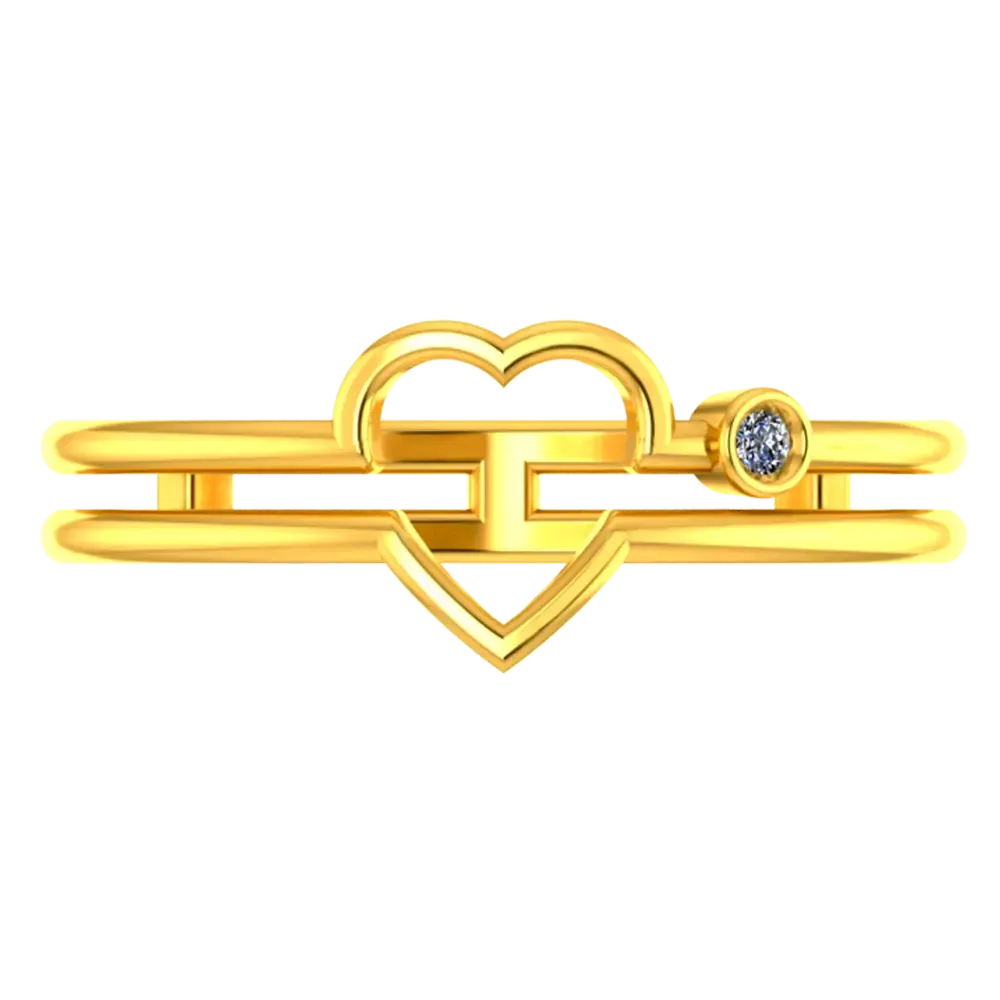 14k Gold Ring With A Classic Heart Design At The Centre