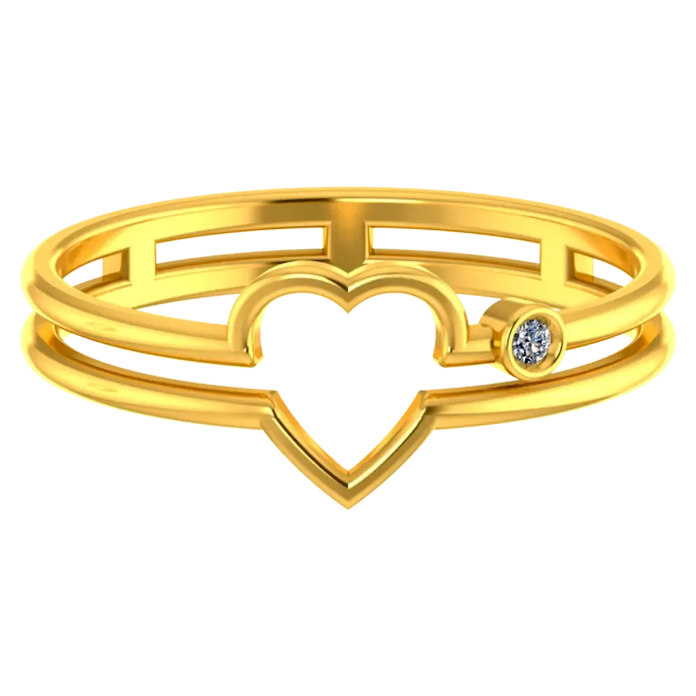 14k Gold Ring With A Classic Heart Design At The Centre
