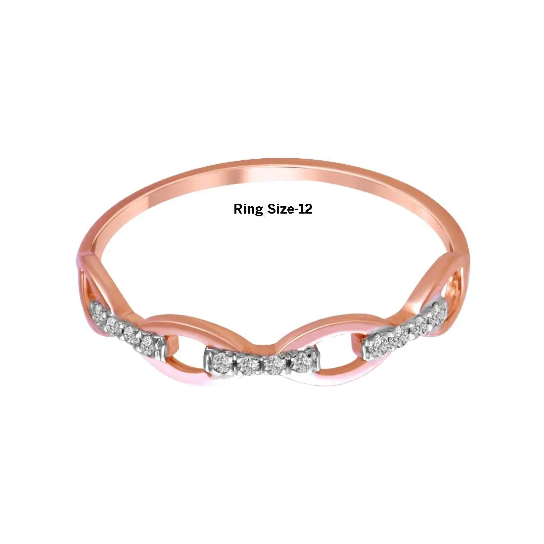 14K Rose Gold Ring Featuring Twisted, Chain-like Designs With Diamond Accents