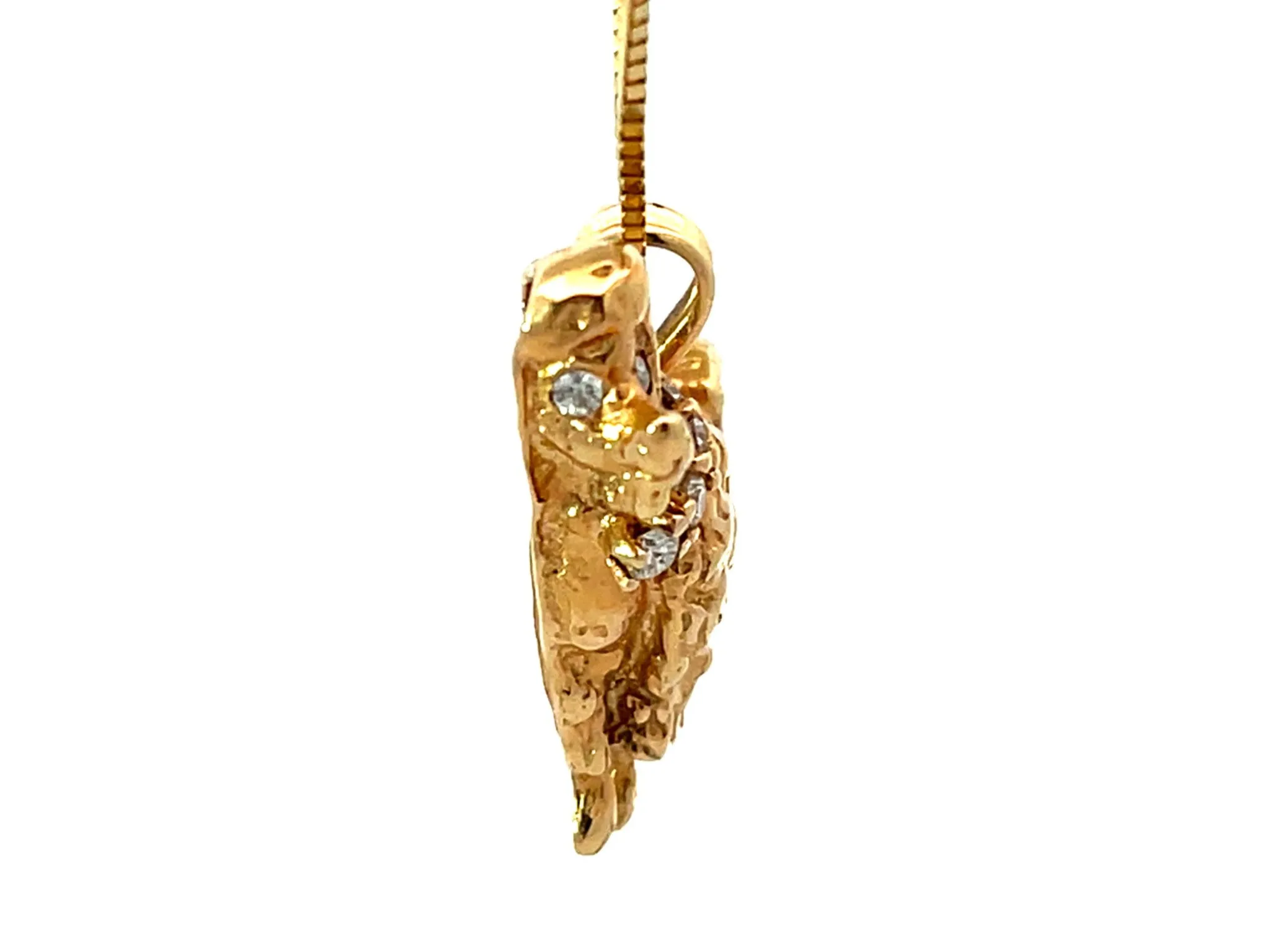 14K Solid Gold Poodle Diamond Dog Necklace