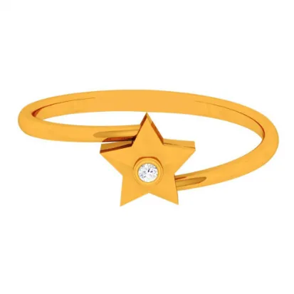 14k Stellar Single Stone Star Shape Gold Ring