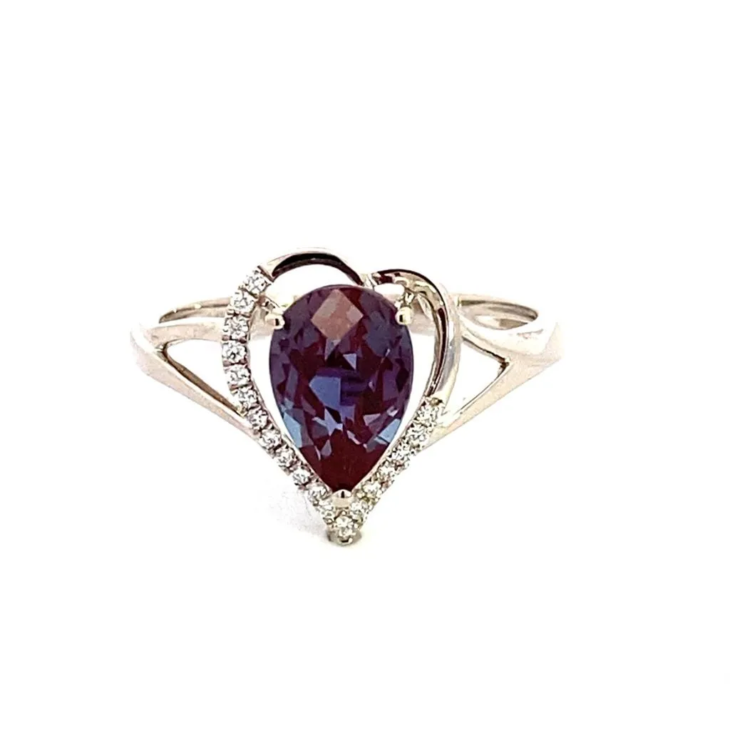 14K White Gold Lab Grown Alexandrite Free Form Ring