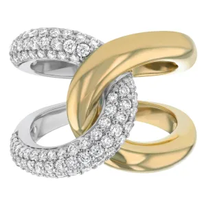 14K Yellow And White Gold Twisted Diamond Ring
