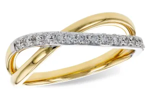 14K Yellow And White Gold Twisted Natural Diamonds Ring