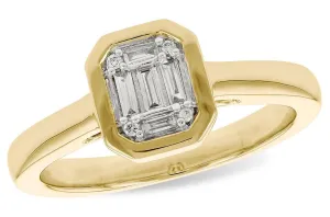 14K Yellow Gold Diamond Bezel Set Cluster Ring