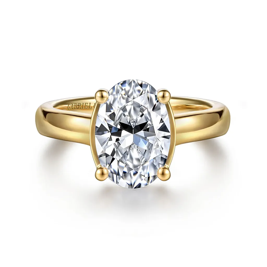 14K Yellow Gold 'Villa' Classic Oval Natural Diamonds Natural Diamonds Engagement Ring