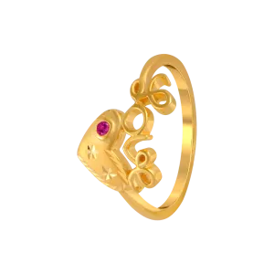14KT (585) Yellow Gold And American Diamond Ring For Women