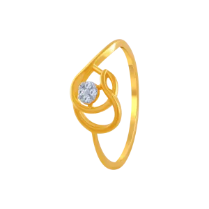 14KT (585) Yellow Gold And American Diamond Ring For Women