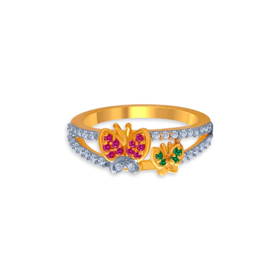 14KT (585) Yellow Gold And American Diamond Ring For Women