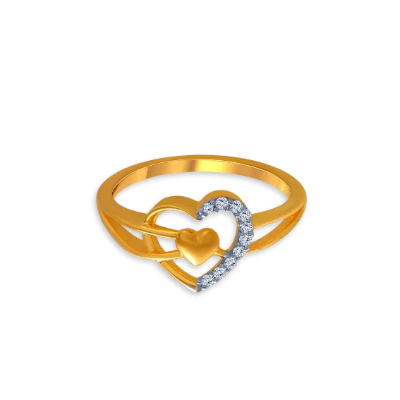 14KT (585) Yellow Gold And American Diamond Ring For Women