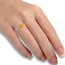 14KT (585) Yellow Gold And American Diamond Ring For Women