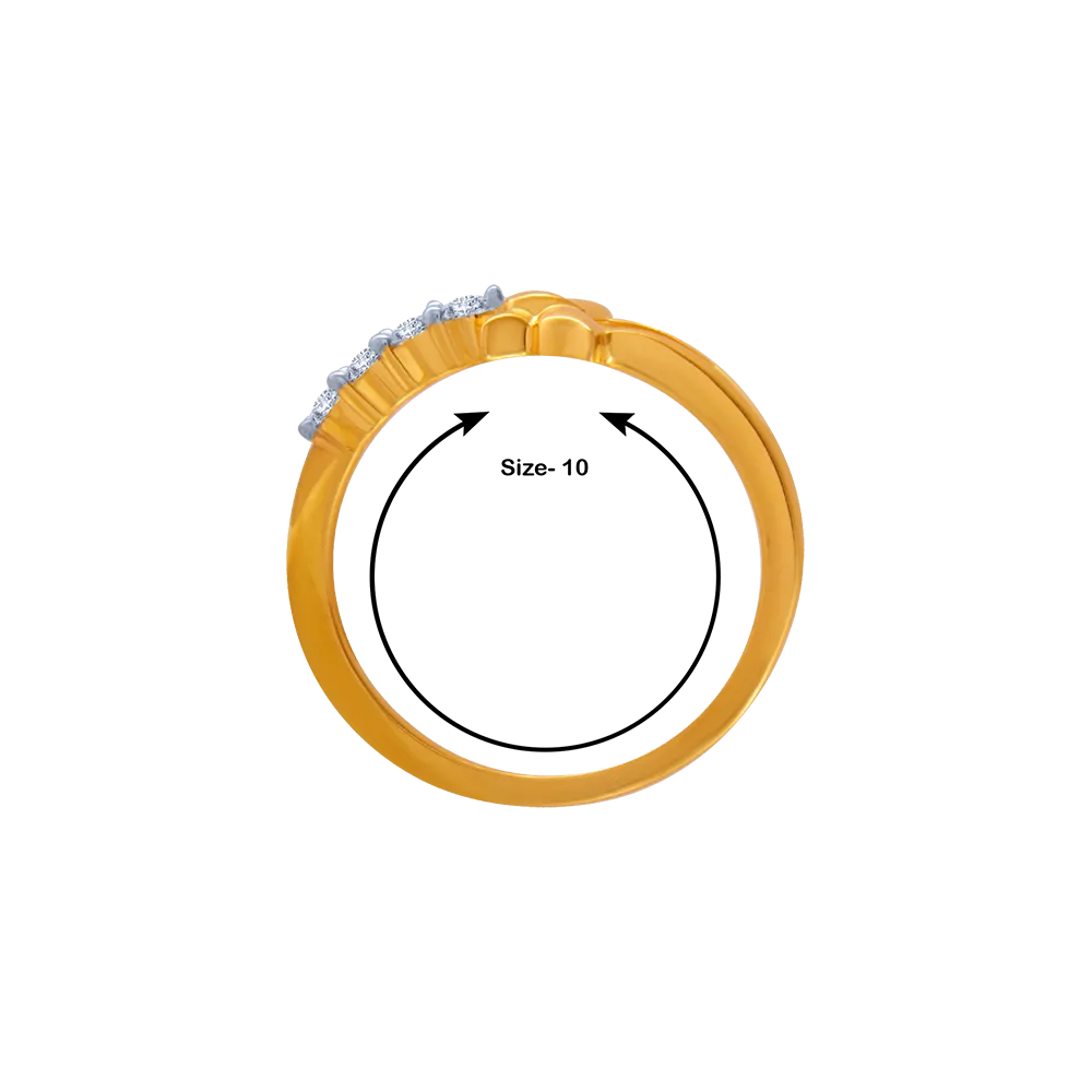 14KT (585) Yellow Gold And American Diamond Ring For Women