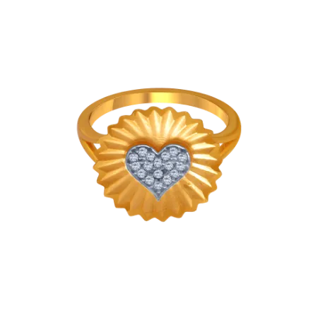 14KT (585) Yellow Gold And American Diamond Ring For Women