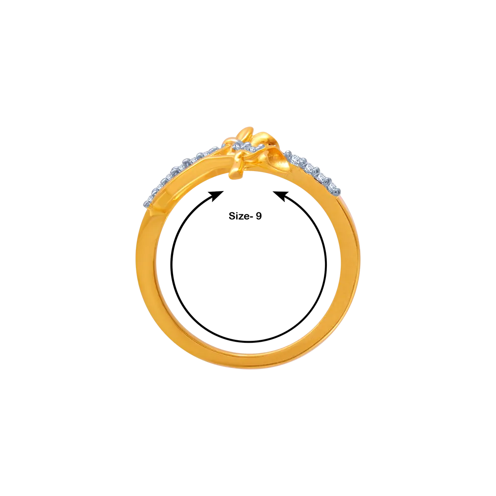 14KT (585) Yellow Gold And American Diamond Ring For Women