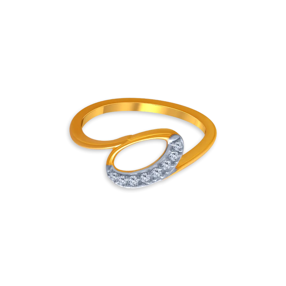 14KT (585) Yellow Gold And American Diamond Ring For Women