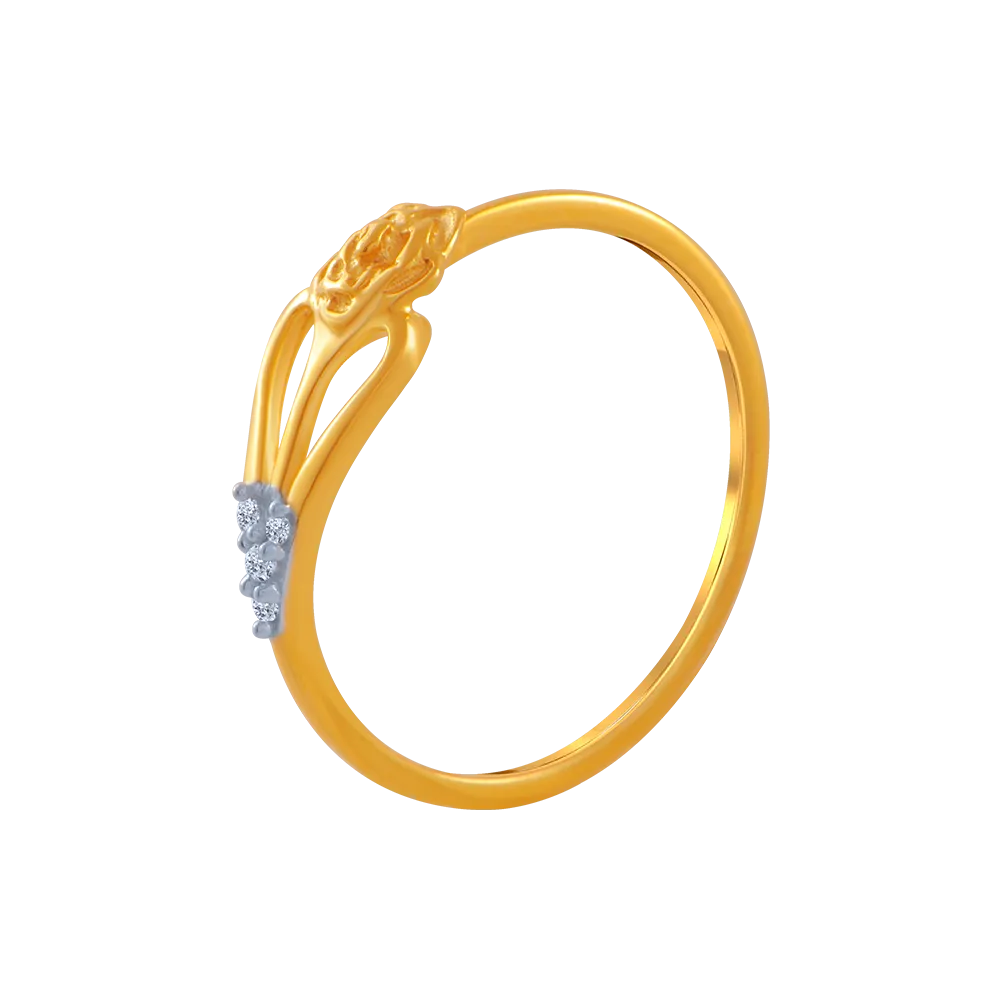 14KT (585) Yellow Gold And American Diamond Ring For Women
