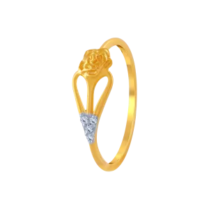 14KT (585) Yellow Gold And American Diamond Ring For Women