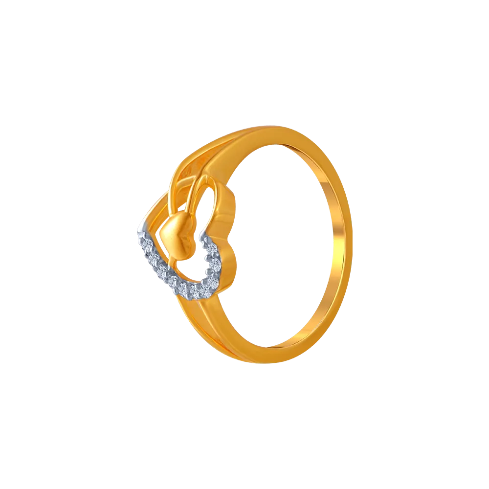 14KT (585) Yellow Gold And American Diamond Ring For Women