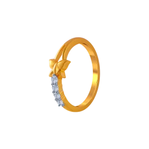 14KT (585) Yellow Gold And American Diamond Ring For Women