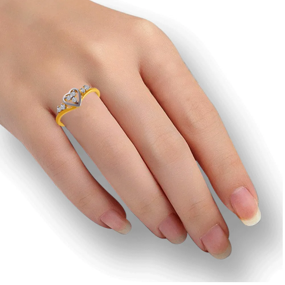 14KT (585) Yellow Gold And American Diamond Ring For Women