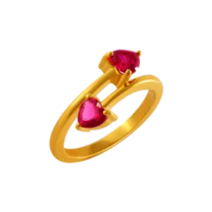 14KT (585) Yellow Gold And American Diamond Ring For Women