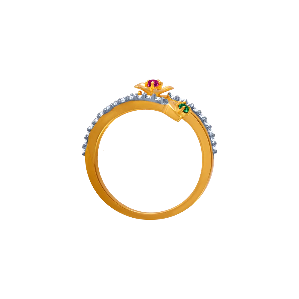 14KT (585) Yellow Gold And American Diamond Ring For Women