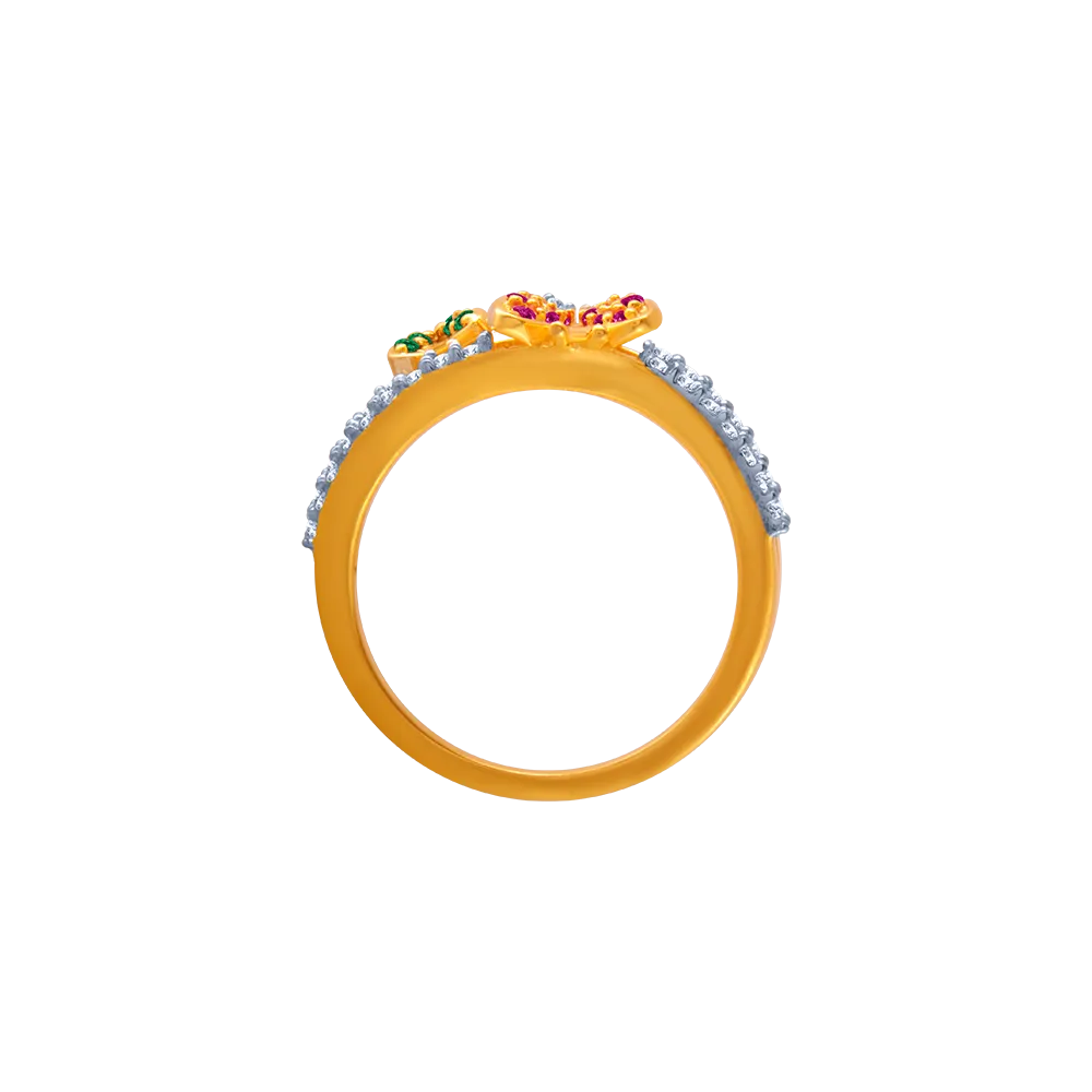 14KT (585) Yellow Gold And American Diamond Ring For Women