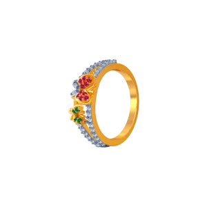 14KT (585) Yellow Gold And American Diamond Ring For Women