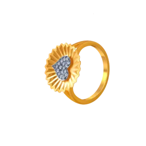 14KT (585) Yellow Gold And American Diamond Ring For Women