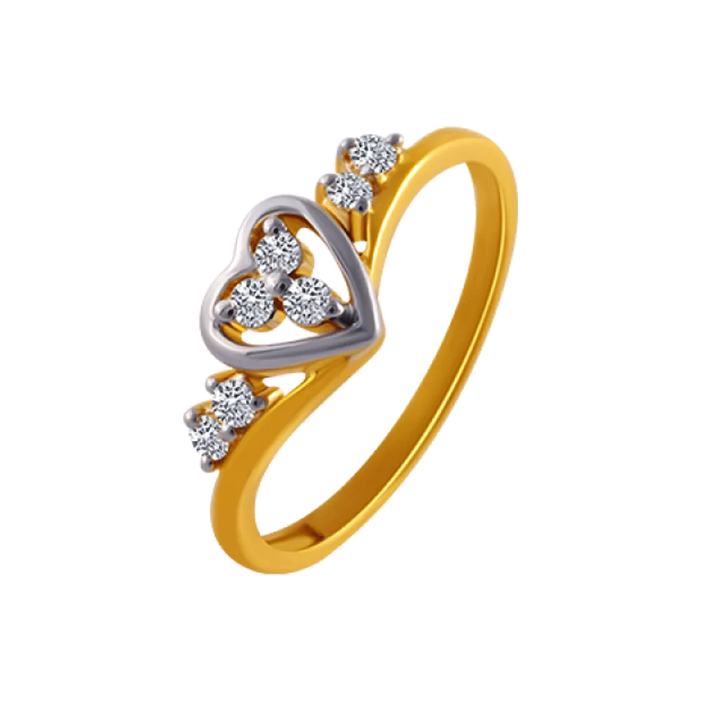 14KT (585) Yellow Gold And American Diamond Ring For Women