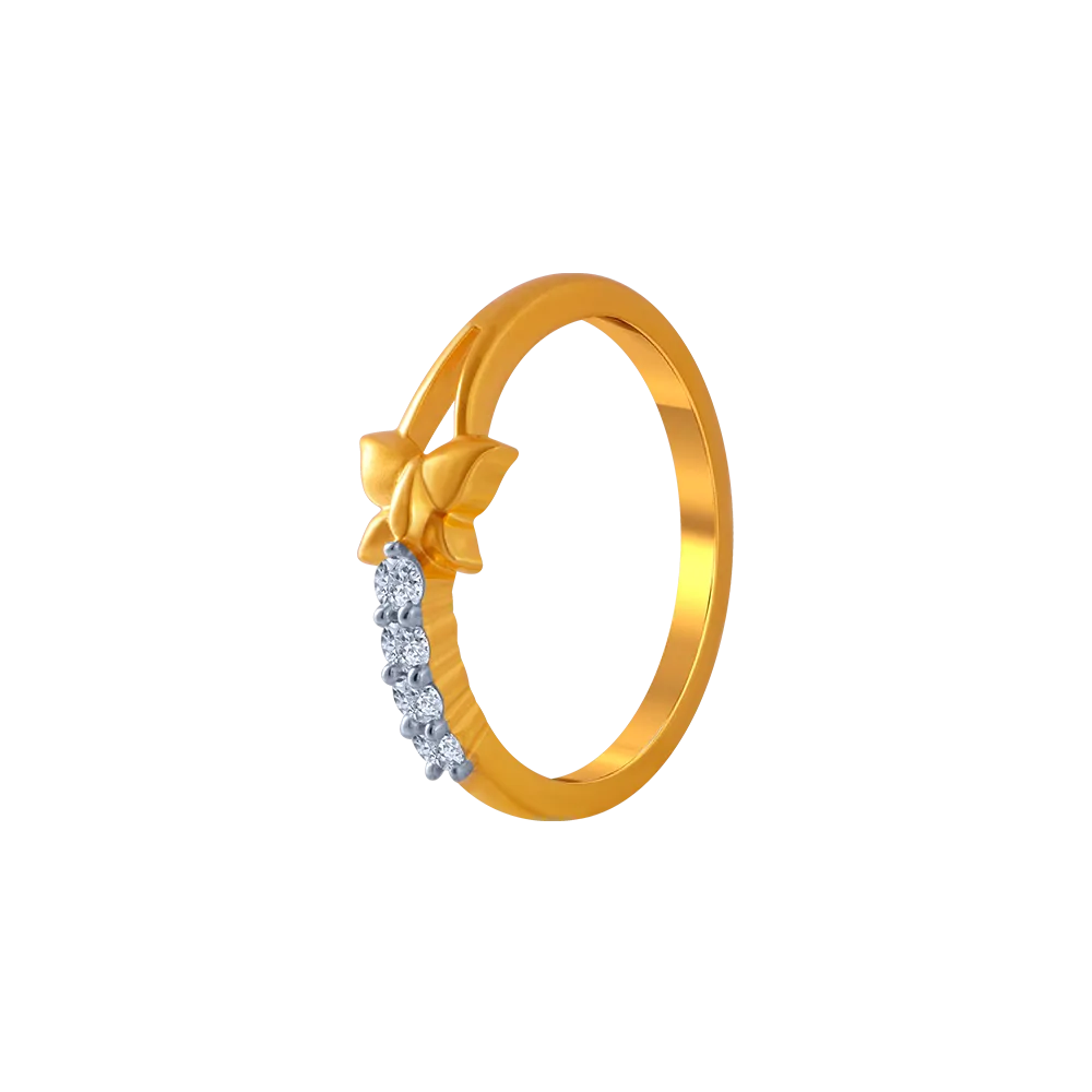14KT (585) Yellow Gold And American Diamond Ring For Women