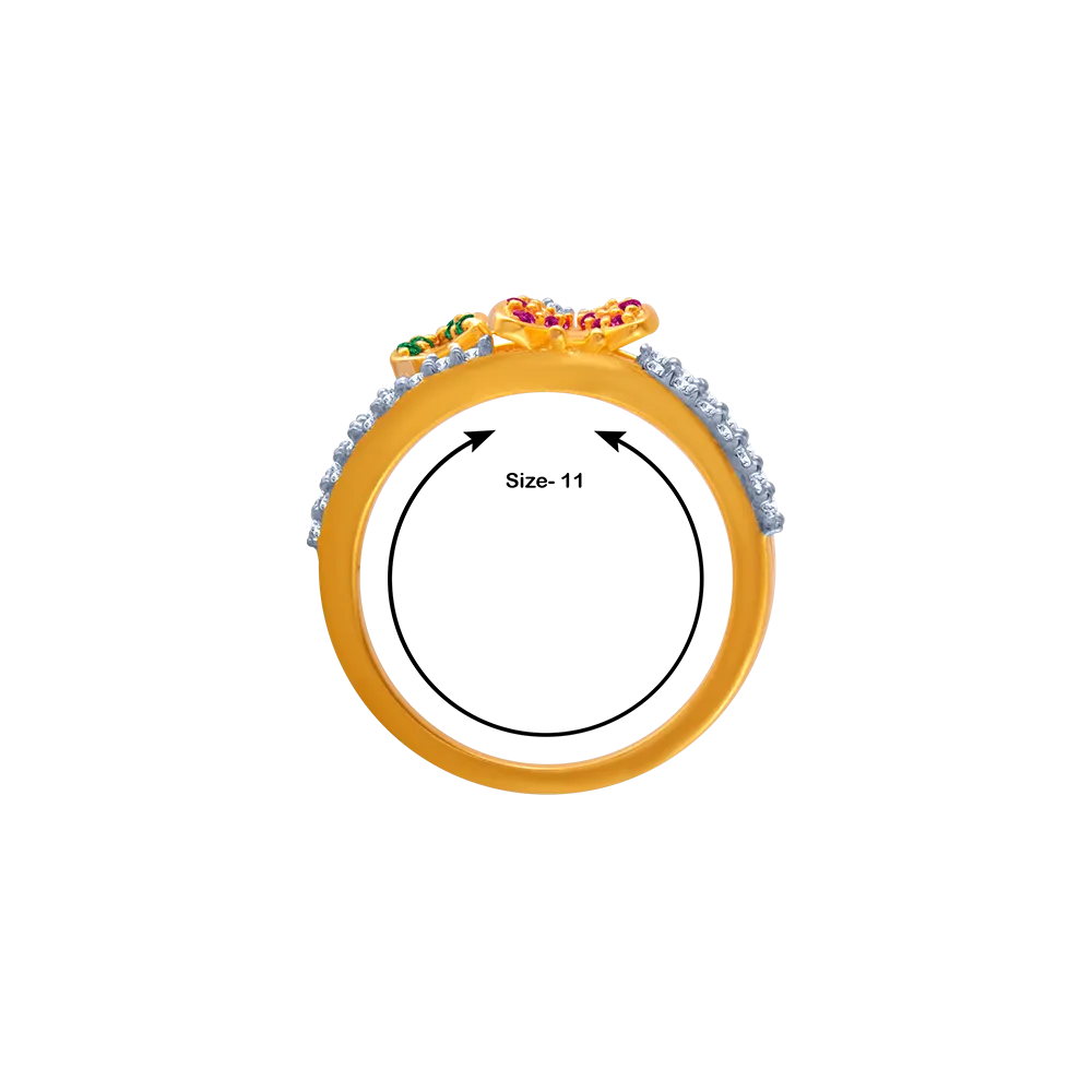 14KT (585) Yellow Gold And American Diamond Ring For Women