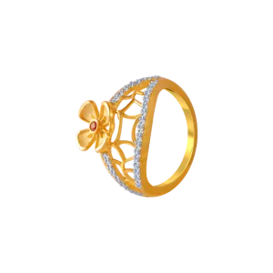14KT (585) Yellow Gold And American Diamond Ring For Women