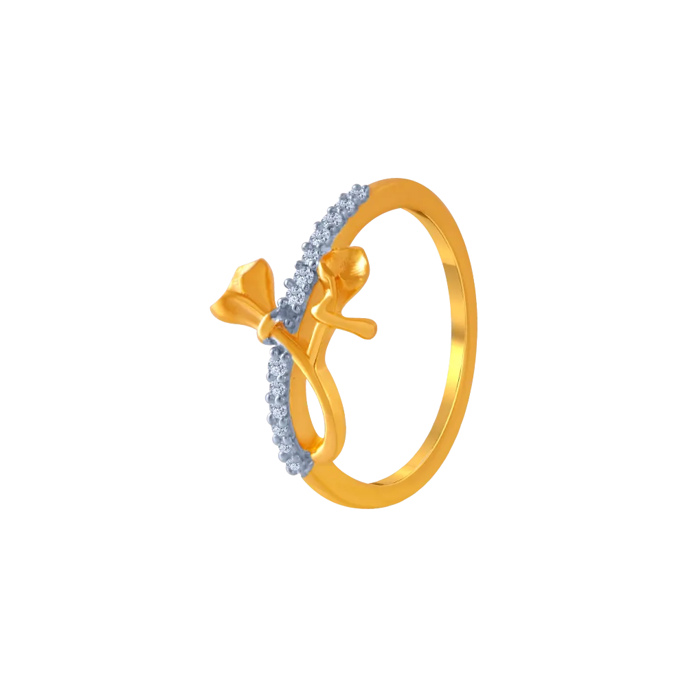 14KT (585) Yellow Gold And American Diamond Ring For Women