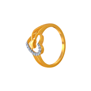 14KT (585) Yellow Gold And American Diamond Ring For Women