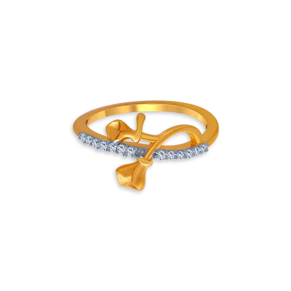 14KT (585) Yellow Gold And American Diamond Ring For Women
