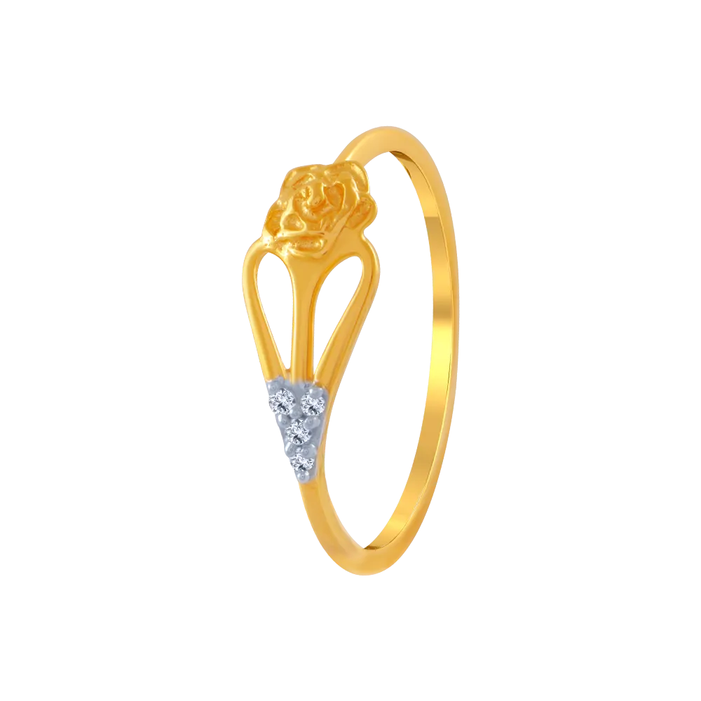 14KT (585) Yellow Gold And American Diamond Ring For Women