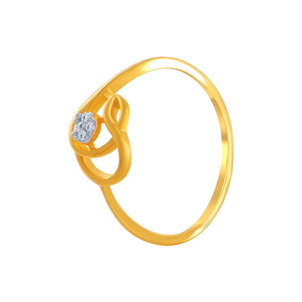 14KT (585) Yellow Gold And American Diamond Ring For Women