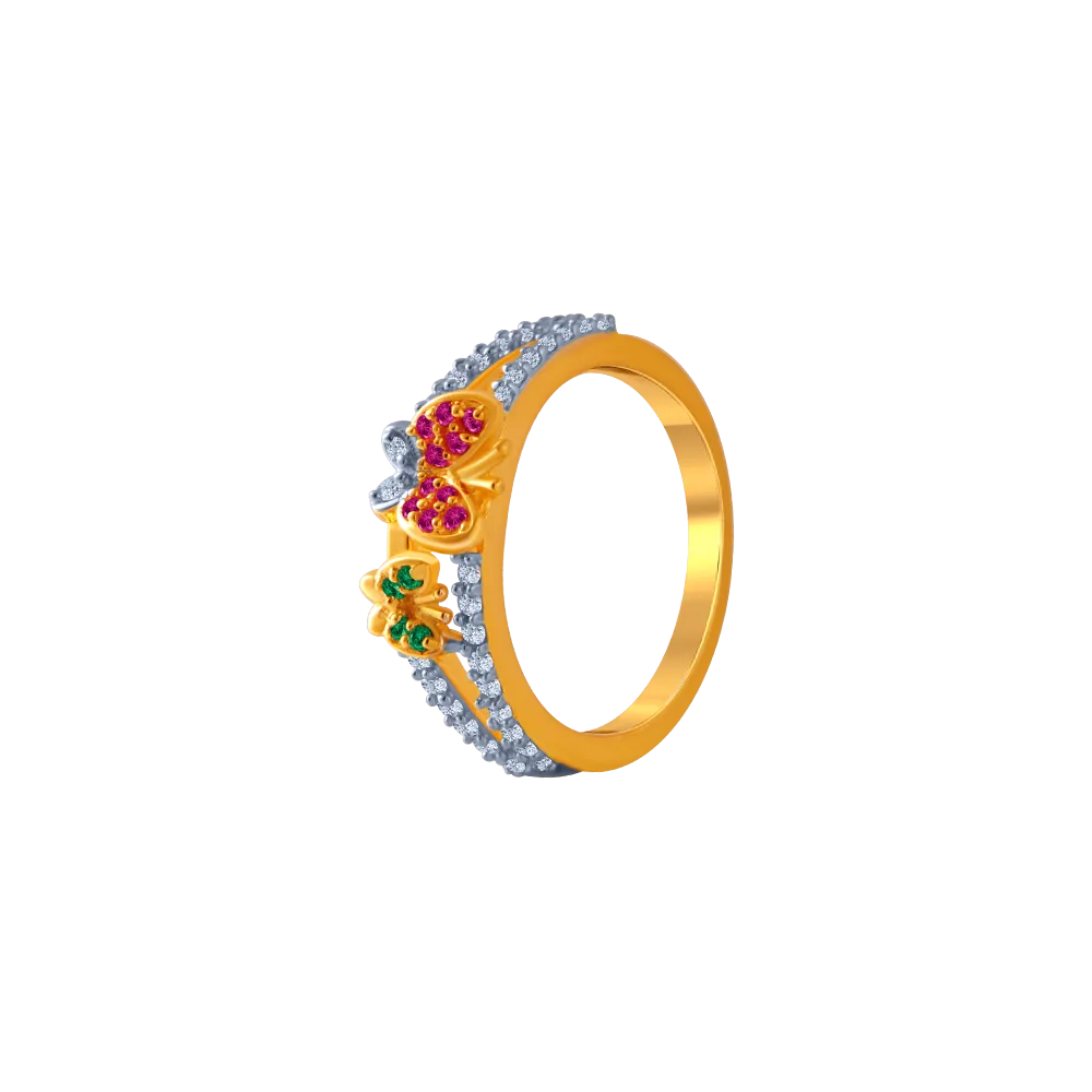 14KT (585) Yellow Gold And American Diamond Ring For Women