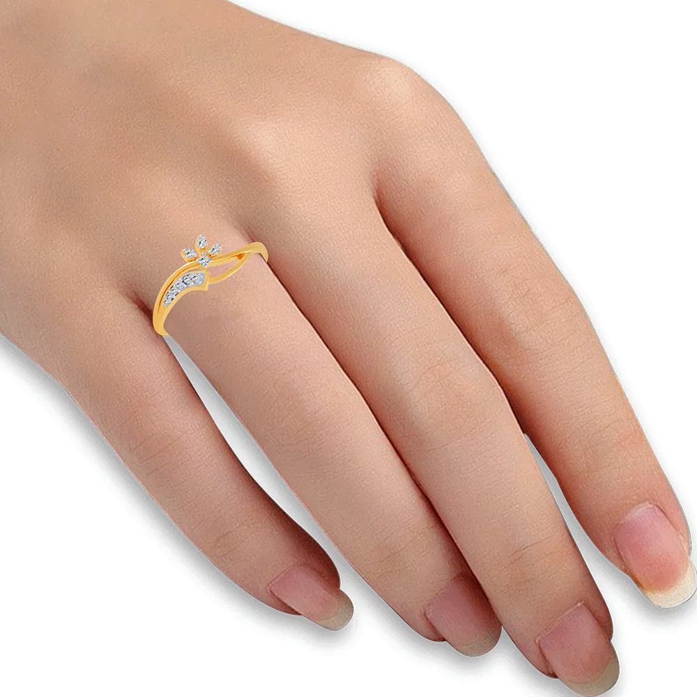 14KT (585) Yellow Gold And Diamond Ring For Women