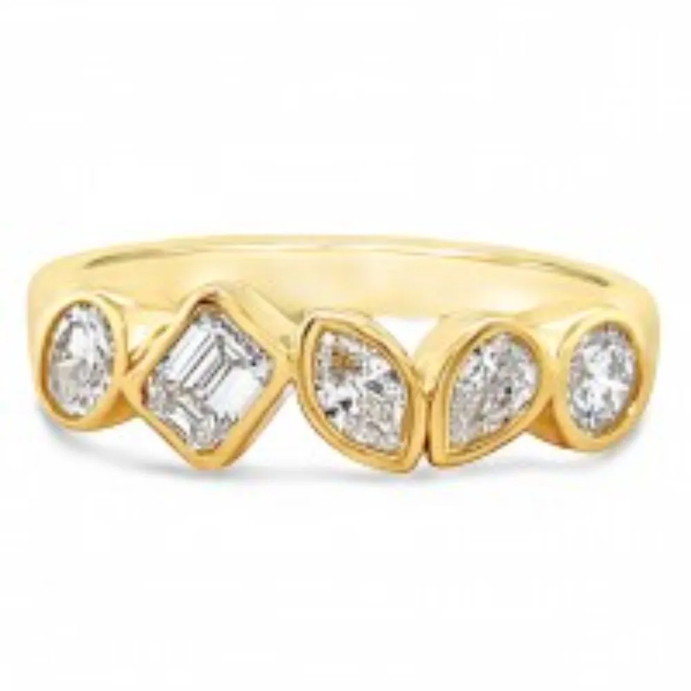 14y Mixed Shape Diamond Diagonal Bezel Band