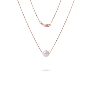 16-18" Adjustable Akoya Pearl Necklace in Rose Gold - 8mm