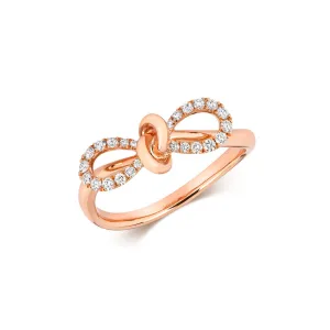 18ct Rose Gold 0.18ct Diamond Set Bow Ring