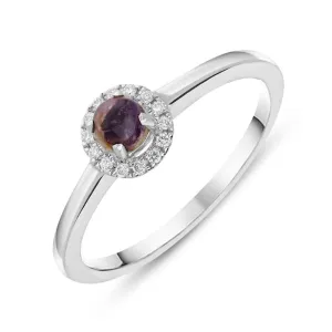 18ct White Gold Blue John Diamond Round Cluster Ring