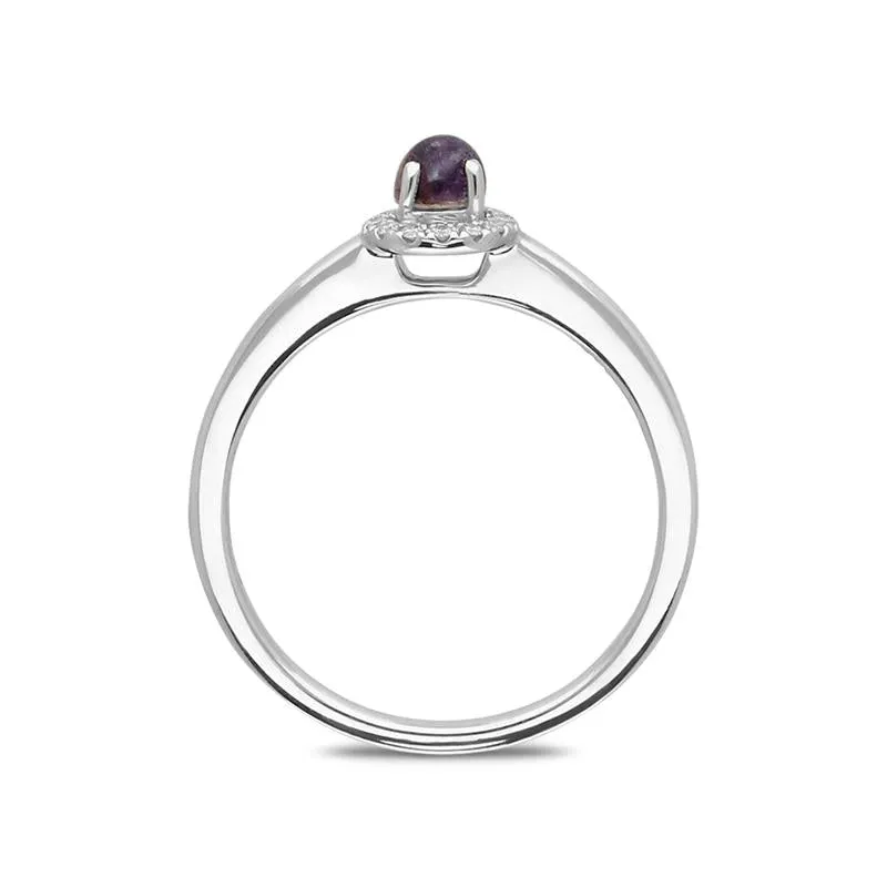 18ct White Gold Blue John Diamond Round Cluster Ring