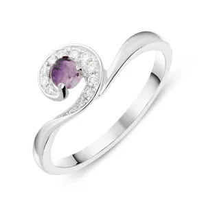 18ct White Gold Blue John Diamond Stone Swirl Ring