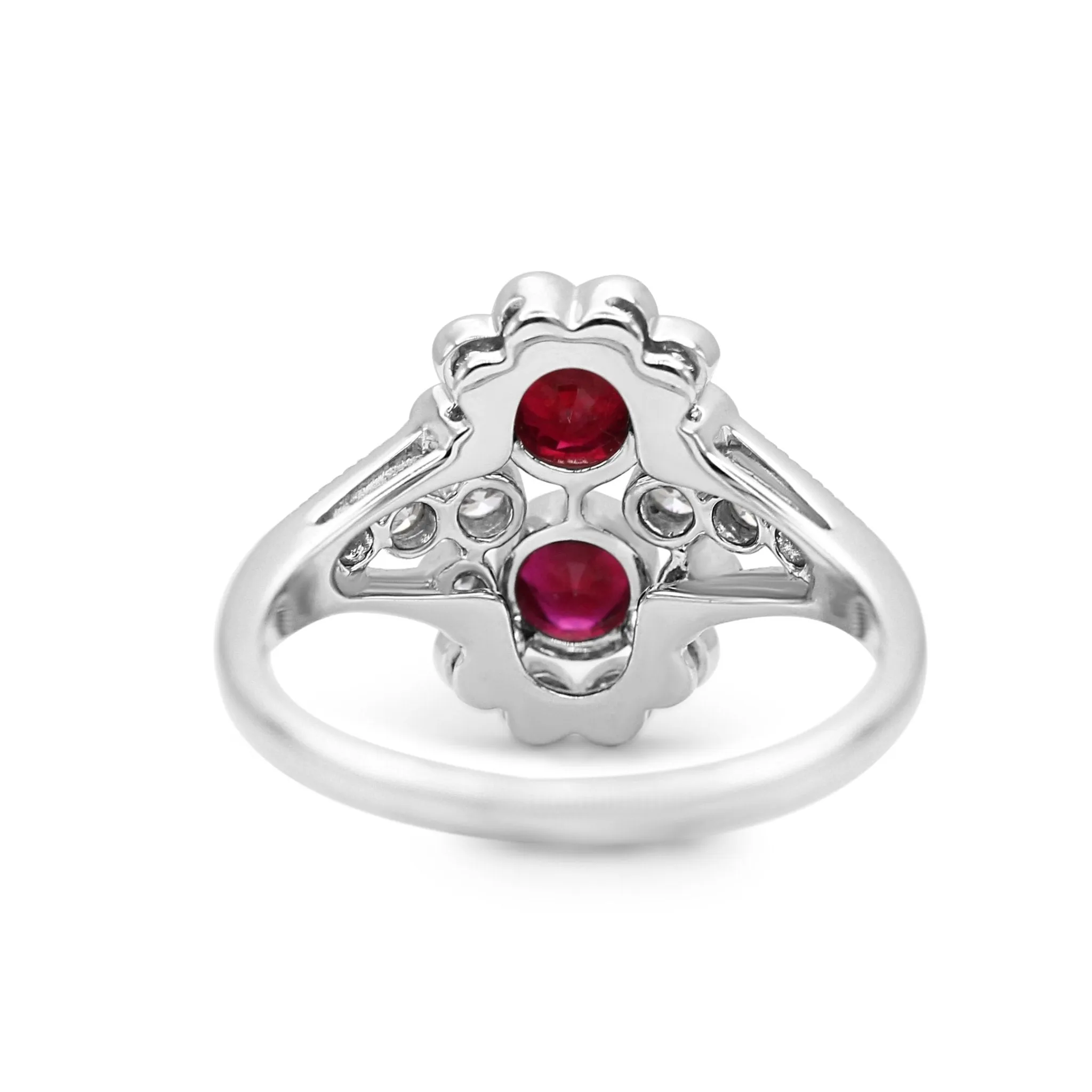 18ct White Gold Diamond & Ruby Ring, Diamond Shoulders